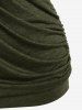 Plus Size Lettuce Ruched Chain Embellished Plunging Blouson Tee -  