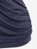 T-shirt Plongeant Embelli de Chaîne de Grande Taille à Ourlet en Laitue - Bleu profond 4X | US 26-28