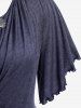 T-shirt Plongeant Embelli de Chaîne de Grande Taille à Ourlet en Laitue - Bleu profond 4X | US 26-28