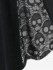Plus Size Skull Fishnet Panel Ruched Crisscross O-Ring Buckle Dress -  