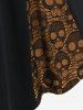 Plus Size Skull Fishnet Panel Ruched Crisscross O-Ring Buckle Dress -  