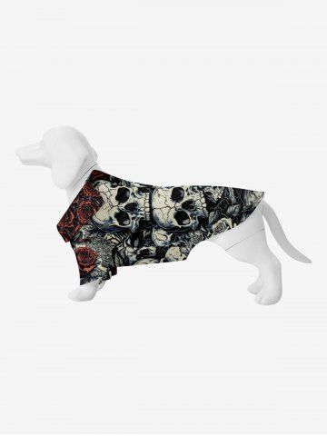 Pet's Halloween Skulls Rose Flower Print Shirt - MULTI-A - 2XL