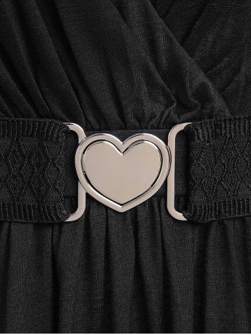 Plus Size Chain Panel Belted Butterfly Sleeve Surplice Top