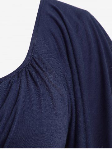 Plus Size Chain Panel Belted Butterfly Sleeve Surplice Top