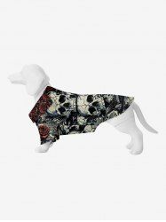 Pet's Halloween Skulls Rose Flower Print Shirt -  
