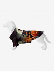 Pet's Halloween Pumpkin Bat Tree Print Shirt -  
