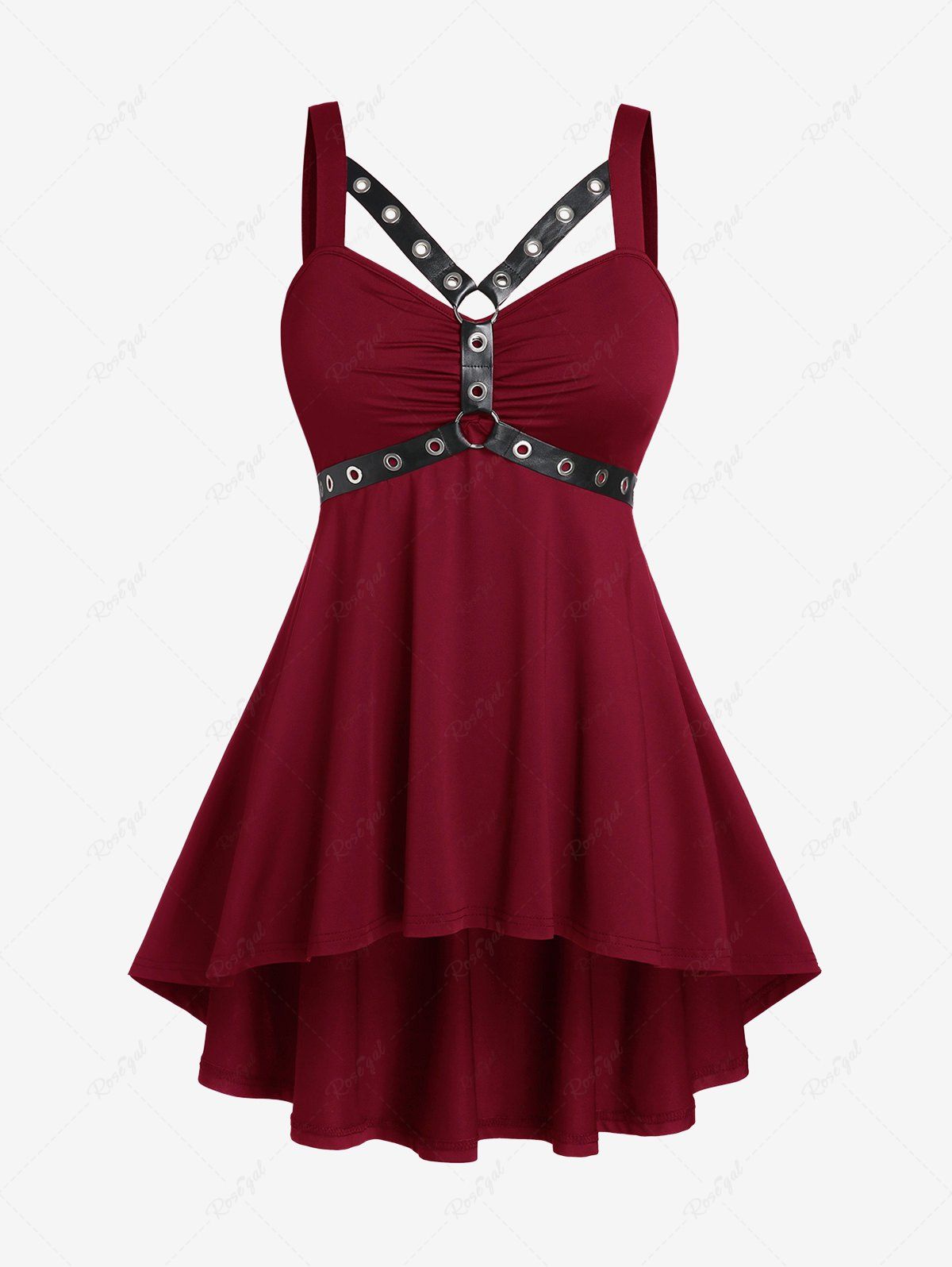 Shop Plus Size & Curve Gothic Harness High Low Tank Top  
