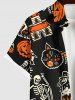 Halloween Costume Pumpkin Cat Skeleton Owl Ghost Print Plus Size Matching Outfit For Couples -  