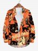 Costume D'Halloween Chat Citrouille Fantôme et Crâne Imprimés Grande Taille pour Couples - Orange Foncé 