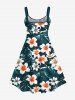 Tropical Leaf Hibiscus Flower Print Plus Size Matching Hawaii Beach Outfit For Couples -  