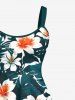 Tropical Leaf Hibiscus Flower Print Plus Size Matching Hawaii Beach Outfit For Couples -  