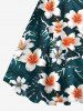 Tropical Leaf Hibiscus Flower Print Plus Size Matching Hawaii Beach Outfit For Couples -  