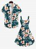 Plus Size Tropical Leaf Hibiscus Flower Print Hawaii Tank Dress -  