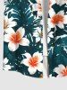 Plus Size Tropical Leaf Hibiscus Flower Print Buttons Pocket Hawaii Shirt For Men -  