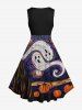 Plus Size Halloween Costume Oil Painting Ghost Pumpkin Print 1950s Vintage Dress -  