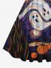 Plus Size Halloween Costume Oil Painting Ghost Pumpkin Print 1950s Vintage Dress -  