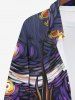 Plus Size Halloween Oil Painting Ghost Pumpkin Print Buttons Long Sleeve Shirt For Men -  