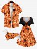 Pet's Halloween Spider Web Pumpkin Moon Print Shirt -  