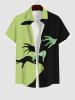 Plus Size Halloween Hat Hands Shadow Print Buttons Pocket Shirt For Men -  