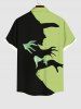 Plus Size Halloween Hat Hands Shadow Print Buttons Pocket Shirt For Men -  