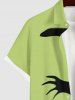 Plus Size Halloween Hat Hands Shadow Print Buttons Pocket Shirt For Men -  