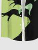 Plus Size Halloween Hat Hands Shadow Print Buttons Pocket Shirt For Men -  