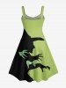 Robe D'Halloween Costume et Chapeau et Main Imprimés de Grande Taille - Vert L