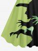 Robe D'Halloween Costume et Chapeau et Main Imprimés de Grande Taille - Vert L