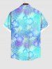 Plus Size Tropical Leaf Hibiscus Flower Ombre Print Buttons Pocket Hawaii Shirt For Men -  