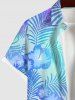 Plus Size Tropical Leaf Hibiscus Flower Ombre Print Buttons Pocket Hawaii Shirt For Men -  