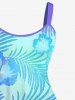 Plus Size Tropical Leaf Hibiscus Flower Ombre Print Hawaii Tank Dress -  