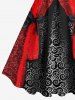 Robe Débardeur Croisé Motif de 3D Vampire Imprimé de Grande Taille avec Nœud Papillon - Noir 3X