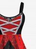 Robe Débardeur Croisé Motif de 3D Vampire Imprimé de Grande Taille avec Nœud Papillon - Noir 3X