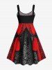 Robe Débardeur Croisé Motif de 3D Vampire Imprimé de Grande Taille avec Nœud Papillon - Noir 3X