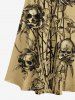 Maxi Robe D'Halloween Costume Rose Feuille Imprimés à Epaule Dénudée de Grande Taille - café lumière 3X