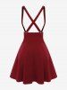 Jupe à bretelles plissée à lacets grande taille - Rouge foncé 2X