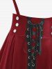 Jupe à bretelles plissée à lacets grande taille - Rouge foncé 2X