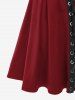 Jupe à bretelles plissée à lacets grande taille - Rouge foncé 2X