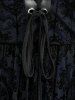 Halloween Costume Gothic Plus Size Lace Up Grommets Cross Girl Print Mesh Crisscross Vintage Dress - Bleu 4X | US 26-28
