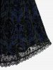 Halloween Costume Gothic Plus Size Lace Up Grommets Cross Girl Print Mesh Crisscross Vintage Dress - Bleu 4X | US 26-28