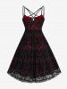 Halloween Costume Gothic Plus Size Lace Up Grommets Cross Girl Print Mesh Crisscross Vintage Dress -  