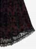 Halloween Costume Gothic Plus Size Lace Up Grommets Cross Girl Print Mesh Crisscross Vintage Dress -  