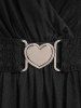 T-shirt Cache-Coeur Ceinturé à Manches Papillon et Chaîne Grande Taille - Noir M | US 10