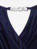 T-shirt Cache-Coeur Ceinturé à Manches Papillon et Chaîne Grande Taille - Bleu L | US 12