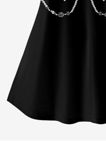 Gothic Skull 3D Bead Rhinestone Print Cami Top (Adjustable Straps)