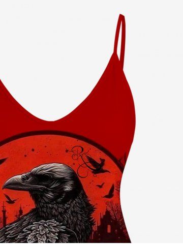 Gothic Cami Bird Skull Print Top (Adjustable Shoulder Strap)