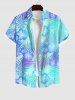 Tenue de Plage Contrastante Imprimé Plant à Fleurs et Feuilles Grande Taille pour Couples - Bleu 