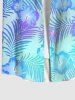 Tenue de Plage Contrastante Imprimé Plant à Fleurs et Feuilles Grande Taille pour Couples - Bleu 
