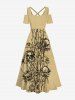 Halloween Costume Skulls Rose Flower Leaf Print Plus Size Matching Outfit For Couples -  