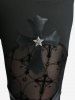 T-shirt Imprimé à Empiècement en Dentelle à Lacets Grande Taille - Concorde 